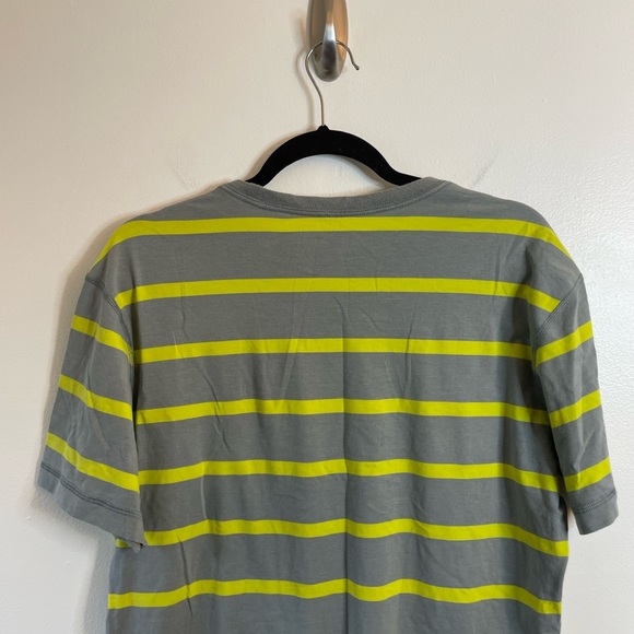 Lululemon Mens 5 Year Basic Short Sleeve Medium Core Grey Split Pea Green Stripe - Picture 6 of 10